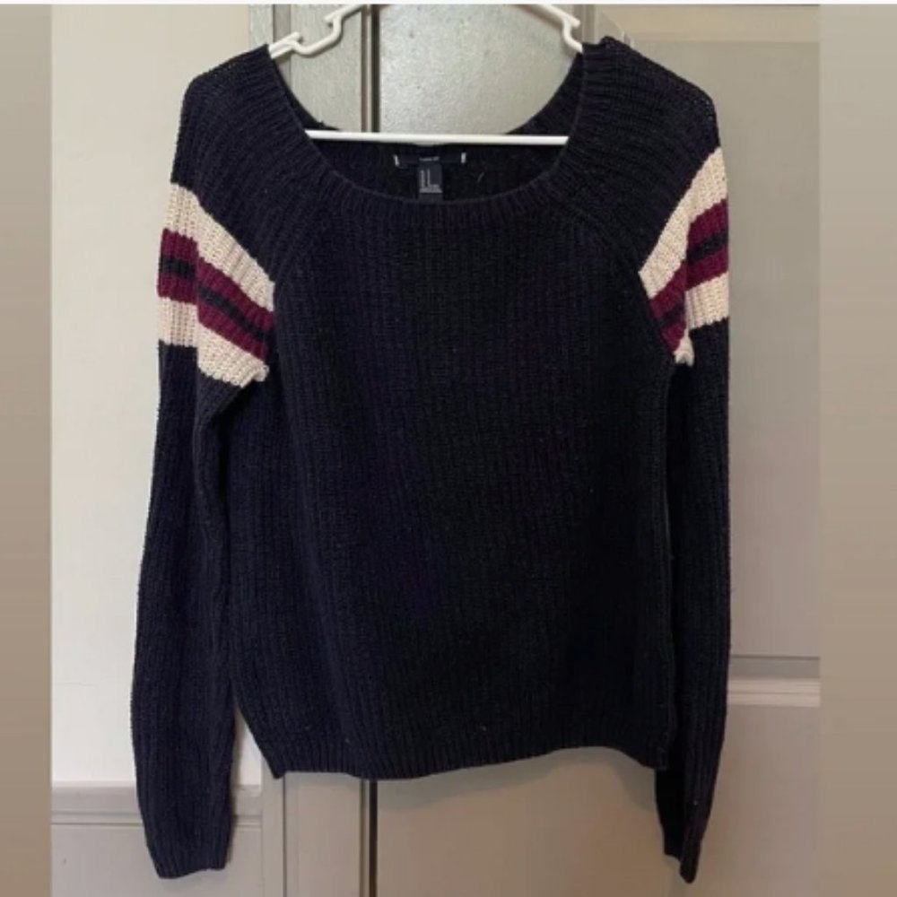 Women’s Navy Sleeve Stripe Sweater